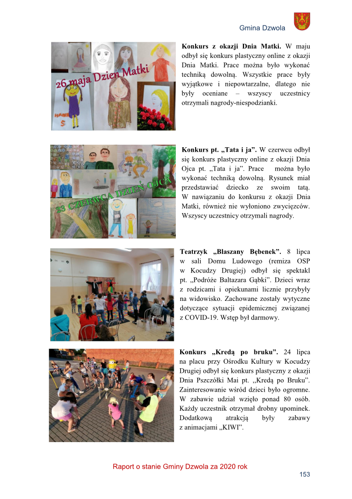 Kolorowe rysunki dziecięce postaci kobiecych i męskich, napis „26 maja Dzień Matki” w fioletowym kolorze na białym tle.